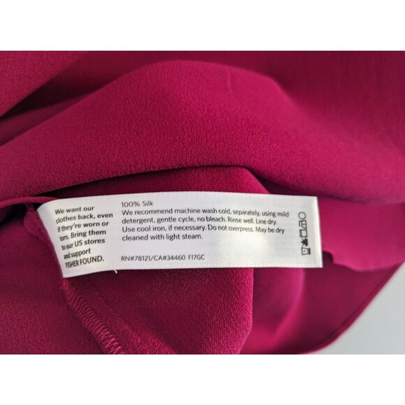 Women's Eileen Fisher Silk Crepe Shift Dress Asymmetrical Fuchsia Size Small - Picture 5 of 6